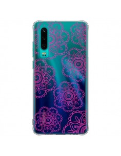 Coque Huawei P30 Pink Doodle Flower Mandala Rose Fleur...