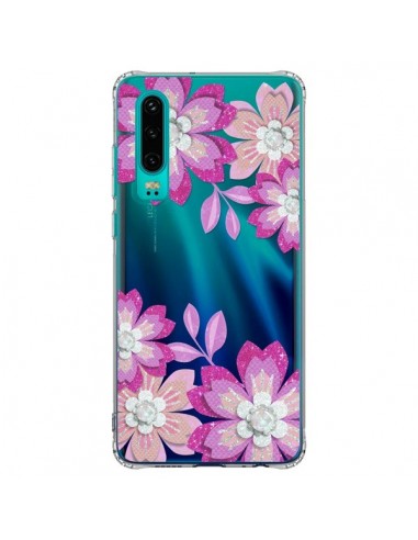 Coque Huawei P30 Winter Flower Rose, Fleurs d'Hiver Transparente - Sylvia Cook