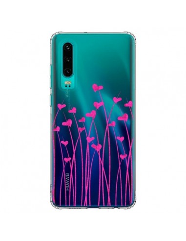 Coque Huawei P30 Love in Pink Amour Rose Fleur Transparente - Sylvia Cook