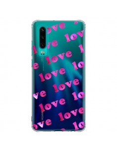Coque Huawei P30 Pink Love Rose Transparente - Sylvia Cook