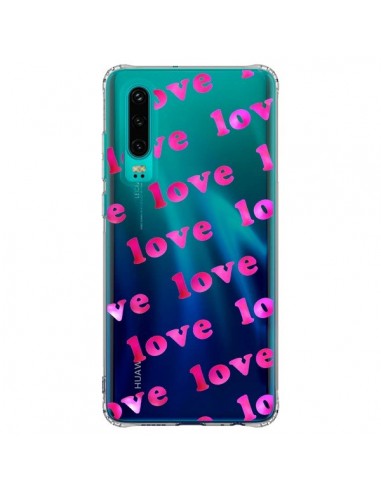 Coque Huawei P30 Pink Love Rose Transparente - Sylvia Cook