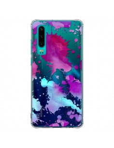 Coque Huawei P30 Watercolor Splash Taches Bleu Violet...