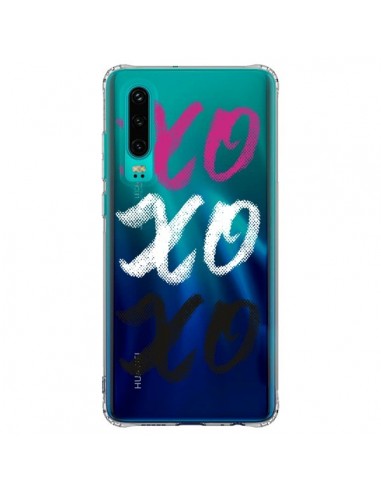 Coque Huawei P30 XoXo Rose Blanc Noir Transparente - Yohan B.