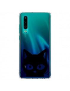 Coque Huawei P30 Tête Chat Noir Cat Transparente - Yohan B.