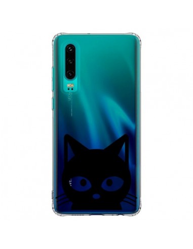 Coque Huawei P30 Tête Chat Noir Cat Transparente - Yohan B.