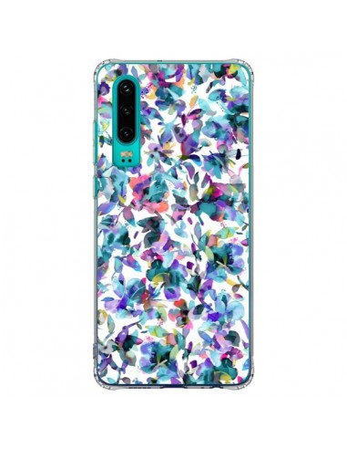 Coque Huawei P30 Aquatic Flowers Blue - Ninola Design