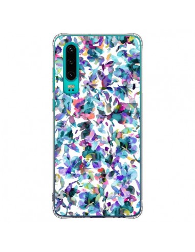 Coque Huawei P30 Aquatic Flowers Blue - Ninola Design