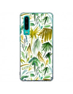 Coque Huawei P30 Brushstrokes Tropical Palms Green -...