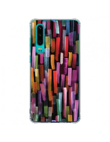Coque Huawei P30 Colorful Brushstrokes Black - Ninola Design