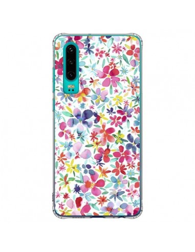 Coque Huawei P30 Colorful Flowers Petals Blue - Ninola Design