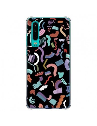 Coque Huawei P30 Curly and Zigzag Stripes Black - Ninola Design