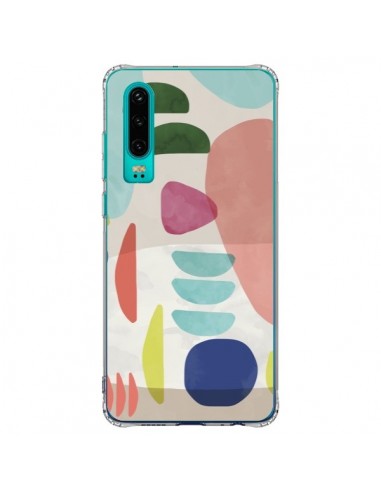 Coque Huawei P30 Moody Geometry Multi White - Ninola Design