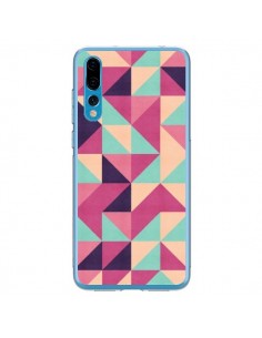 Coque Huawei P20 Pro Azteque Triangle Rose Vert - Eleaxart