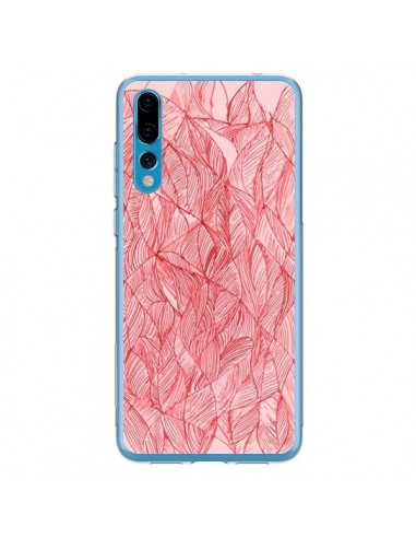 Coque Huawei P20 Pro Courbes Meandre Rouge Cerise -  Léa Clément