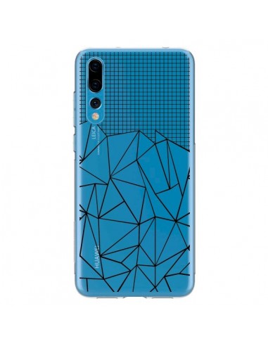 Coque Huawei P20 Pro Lignes Grille Grid Abstract Noir Transparente - Project M