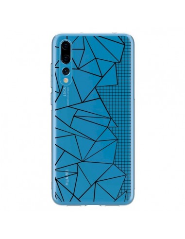 Coque Huawei P20 Pro Lignes Grilles Side Grid Abstract Noir Transparente - Project M