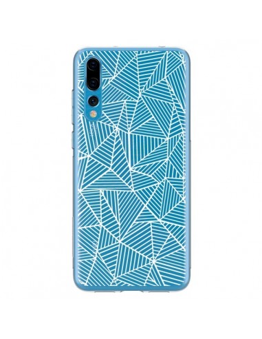 Coque Huawei P20 Pro Lignes Grilles Triangles Full Grid Abstract Blanc Transparente - Project M