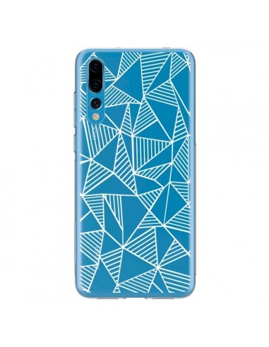 Coque Huawei P20 Pro Lignes Grilles Triangles Grid Abstract Blanc Transparente - Project M