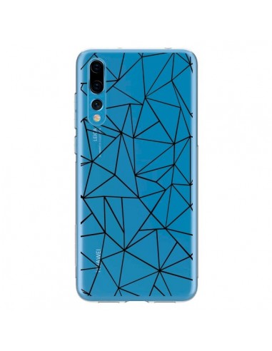 Coque Huawei P20 Pro Lignes Triangles Grid Abstract Noir Transparente - Project M
