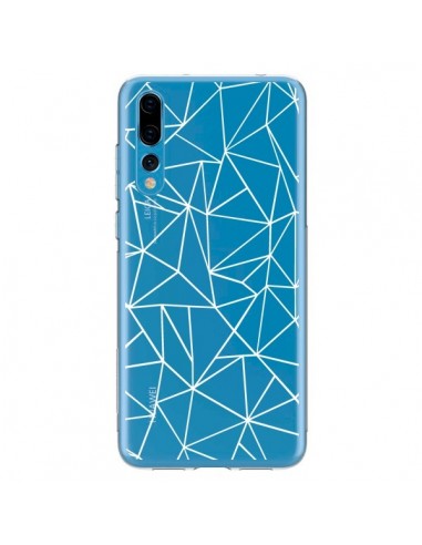 Coque Huawei P20 Pro Lignes Triangles Grid Abstract Blanc Transparente - Project M