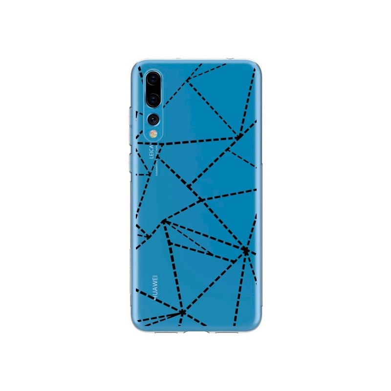 Coque Huawei P20 Pro Lignes Points Abstract Noir Transparente - Project M