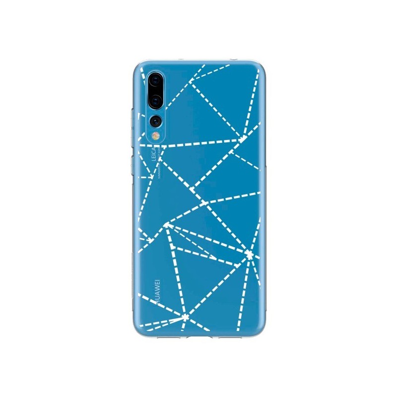 Coque Huawei P20 Pro Lignes Points Abstract Blanc Transparente - Project M