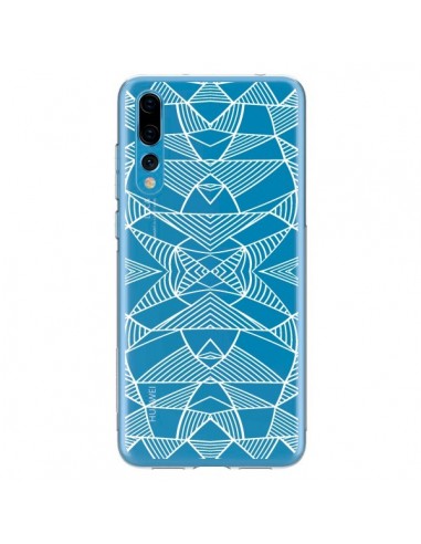 Coque Huawei P20 Pro Lignes Miroir Grilles Triangles Grid Abstract Blanc Transparente - Project M