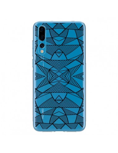 Coque Huawei P20 Pro Lignes Miroir Grilles Triangles Grid Abstract Noir Transparente - Project M