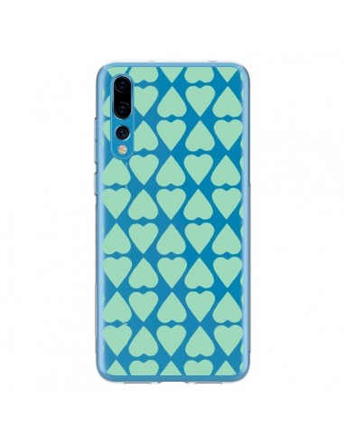 Coque Huawei P20 Pro Coeurs Heart Mint Bleu Vert Transparente - Project M