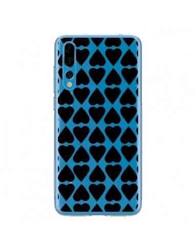 Coque Huawei P20 Pro Coeurs Heart Noir Transparente - Project M