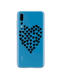 Coque Huawei P20 Pro Coeurs Heart Love Noir Transparente...