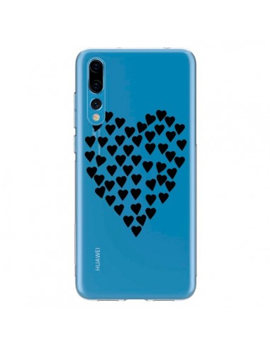 Coque Huawei P20 Pro Coeurs Heart Love Noir Transparente - Project M