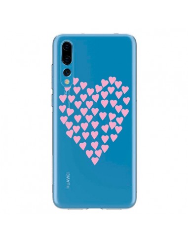 Coque Huawei P20 Pro Coeurs Heart Love Rose Pink Transparente - Project M