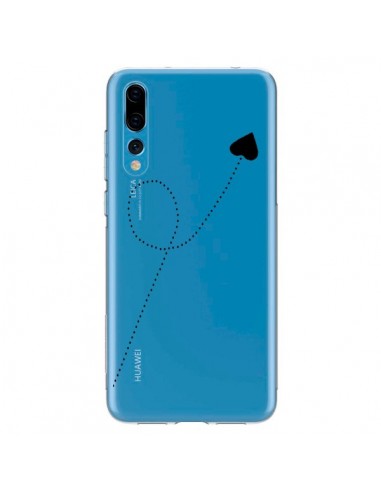 Coque Huawei P20 Pro Travel to your Heart Noir Voyage Coeur Transparente - Project M