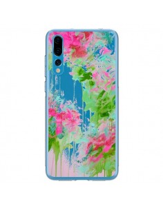 Coque Huawei P20 Pro Fleur Flower Rose Vert Transparente...