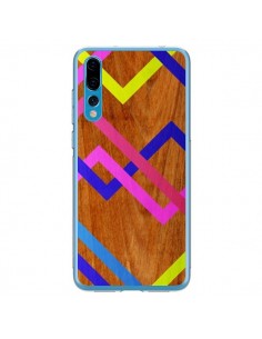 Coque Huawei P20 Pro Pink Yellow Wooden Bois Azteque...