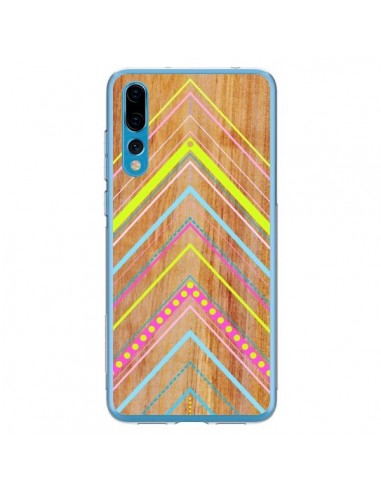 Coque Huawei P20 Pro Wooden Chevron Pink Bois Azteque Aztec Tribal - Jenny Mhairi