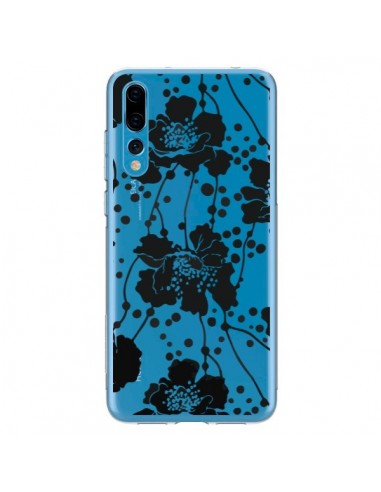 Coque Huawei P20 Pro Fleurs Noirs Flower Transparente - Dricia Do