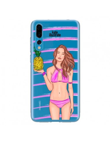 Coque Huawei P20 Pro Malibu Ananas Plage Ete Rose Transparente - kateillustrate