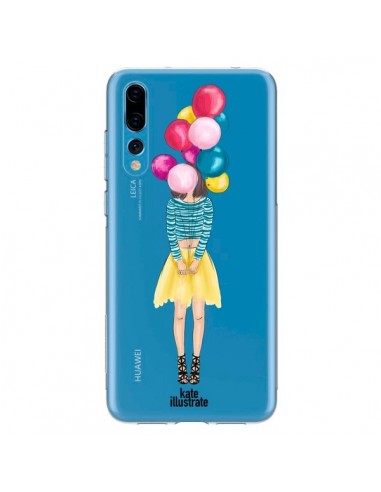 Coque Huawei P20 Pro Girls Balloons Ballons Fille Transparente - kateillustrate