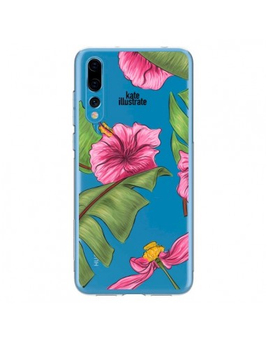 Coque Huawei P20 Pro Tropical Leaves Fleurs Feuilles Transparente - kateillustrate