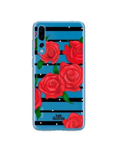 Coque Huawei P20 Pro Red Roses Rouge Fleurs Flowers Transparente - kateillustrate
