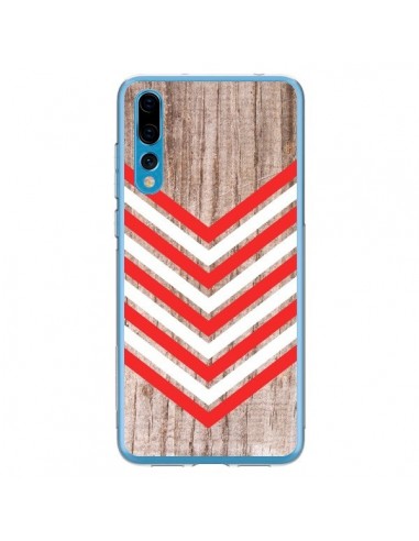 Coque Huawei P20 Pro Tribal Aztèque Bois Wood Flèche Rouge Blanc - Laetitia