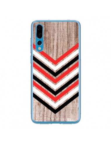 Coque Huawei P20 Pro Tribal Aztèque Bois Wood Flèche Rouge Blanc Noir - Laetitia