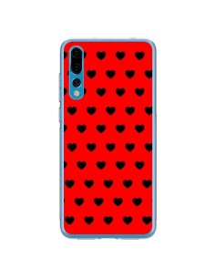 Coque Huawei P20 Pro Coeurs Noirs Fond Rouge - Laetitia