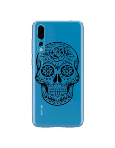 Coque Huawei P20 Pro Tête de Mort Mexicaine Noir Transparente - Laetitia