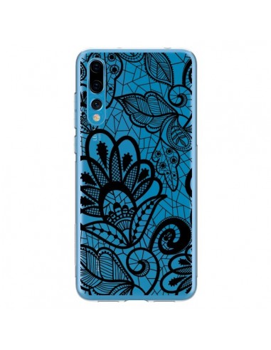 Coque Huawei P20 Pro Lace Fleur Flower Noir Transparente - Petit Griffin