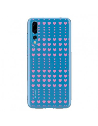 Coque Huawei P20 Pro Coeurs Heart Love Amour Rose Transparente - Petit Griffin