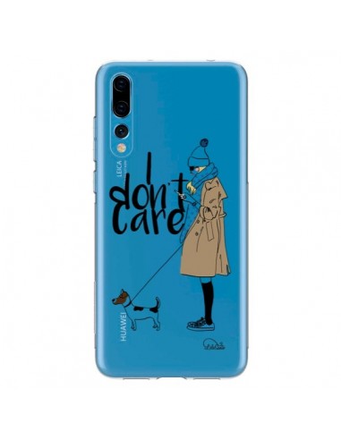 Coque Huawei P20 Pro I don't care Fille Chien Transparente - Lolo Santo