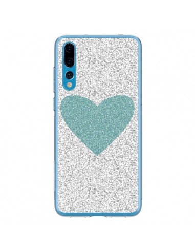 Coque Huawei P20 Pro Coeur Bleu Vert Argent Love - Mary Nesrala